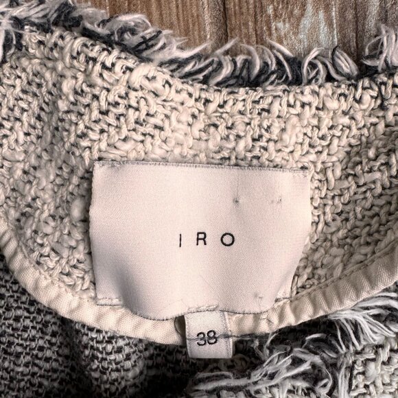 IRO Agnette Tweed Jacket Distressed Boucle Long Sleeve Women 38 Zip Chambray - Picture 5 of 8